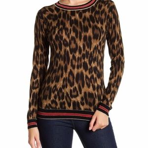 Joe Fresh size Small leopard print striped sweater